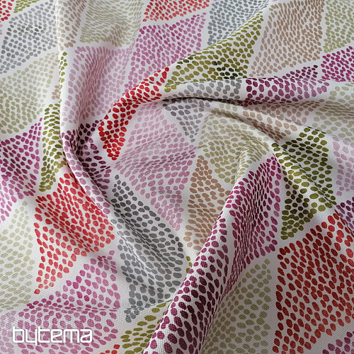 Decorative fabric KOSOČVERCE pink-green
