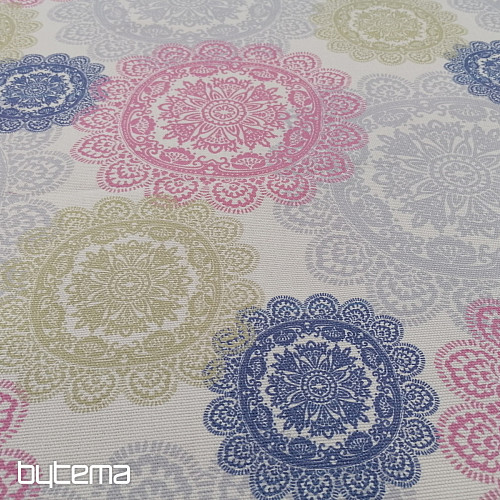 Decorative fabric MANDALA pink-gray