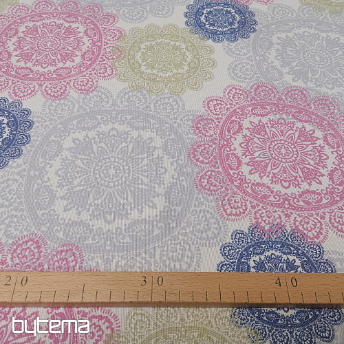 Decorative fabric MANDALA pink-gray