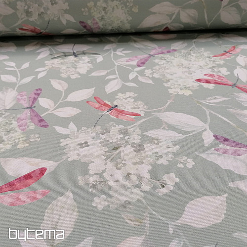 Decorative fabric ROSETO DRAGONFLY gray-green