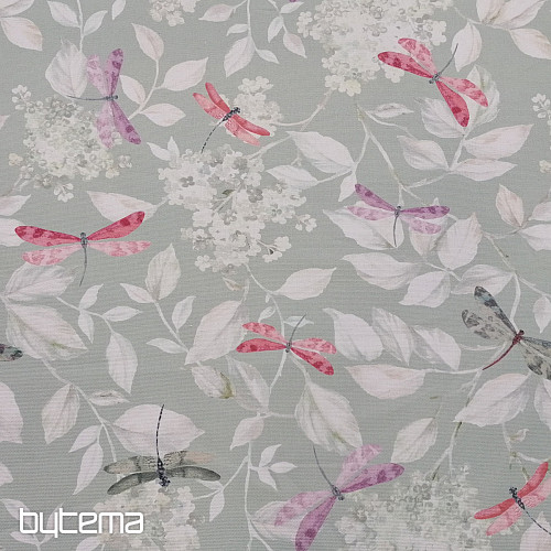 Decorative fabric ROSETO DRAGONFLY gray-green