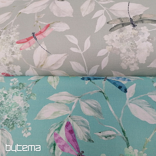 Decorative fabric ROSETO DRAGONFLY gray-green