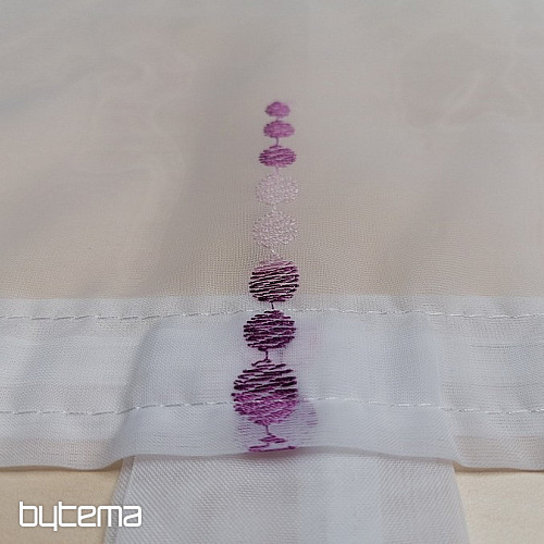 Embroidered curtain for a stained glass window - purple beads