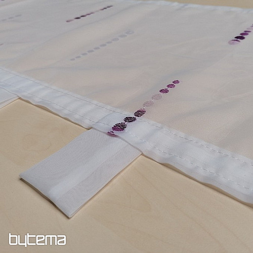 Embroidered curtain for a stained glass window - purple beads