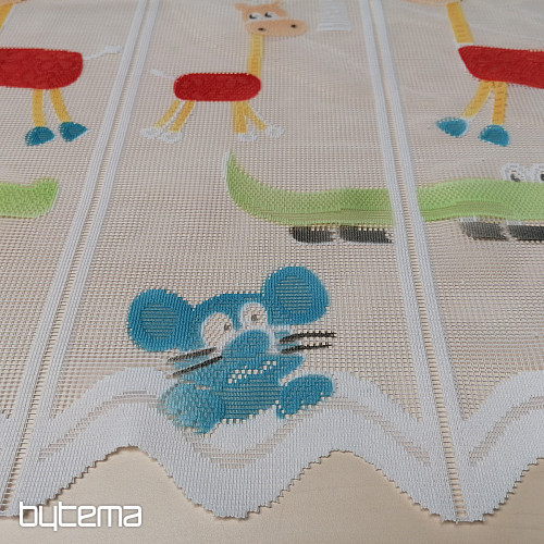 Children&#39;s curtain on a stained glass window - jacquard ANIMALS