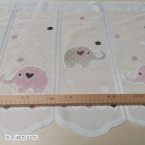 Children&#39;s curtain on a stained glass window - jacquard ELEPHANTS II
