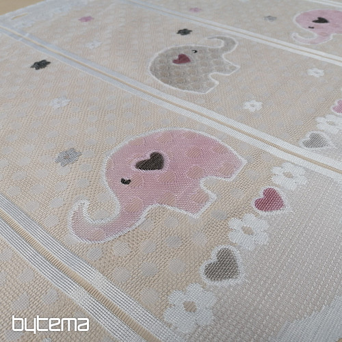 Children&#39;s curtain on a stained glass window - jacquard ELEPHANTS II