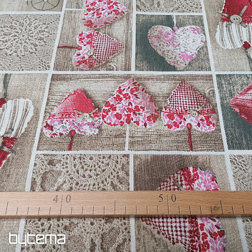 Decorative fabric HEARTS LIDIA 401