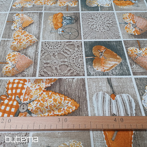 Decorative fabric HEART LIDIA yellow