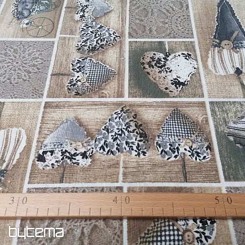 Decorative fabric HEART LIDIA gray