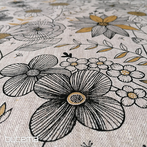 Linen fabric DAISY GOLD