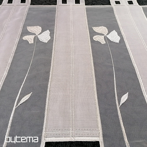 Stained glass curtain - voile with cream embroidery 208