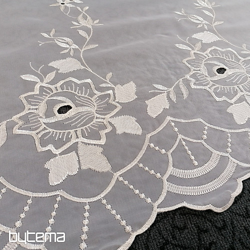 Stained glass curtain - voile with flower embroidery