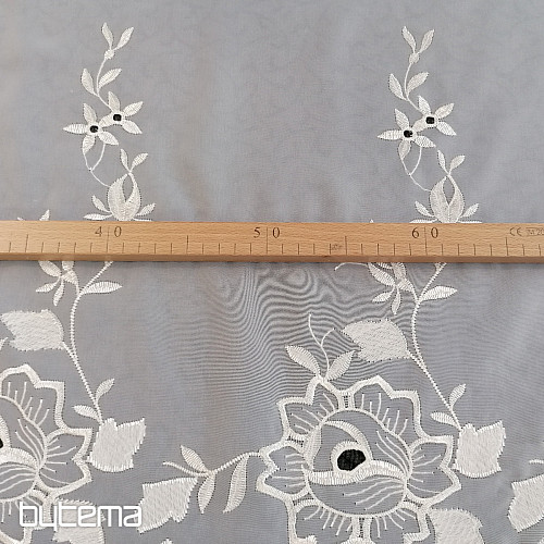 Stained glass curtain - voile with flower embroidery