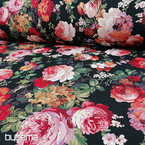 Tapestry fabric BLACK ROSE
