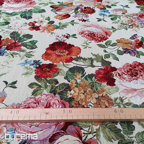 Tapestry fabric CREAM ROSE