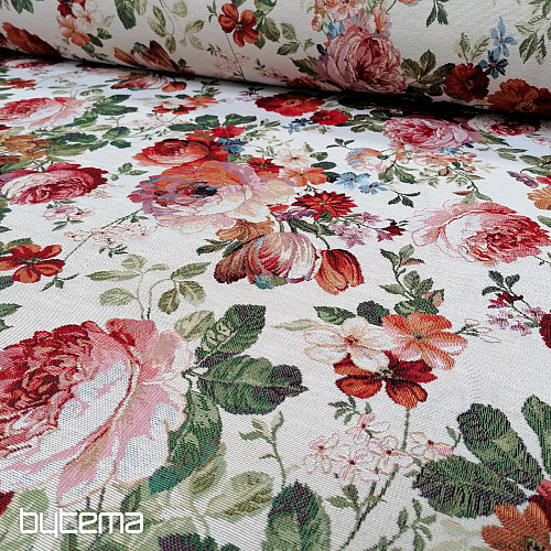 Tapestry fabric CREAM ROSE