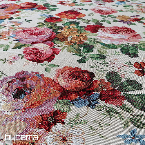 Tapestry fabric CREAM ROSE