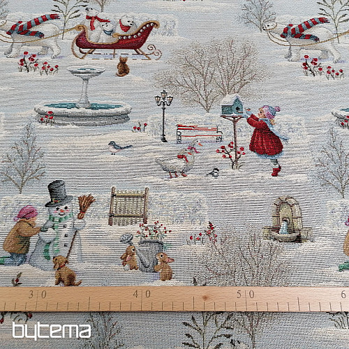 Tapestry fabric CHILDREN IN WINTER