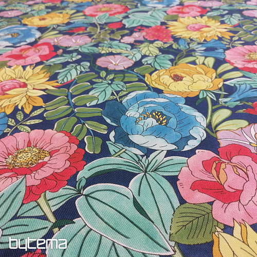 Decorative fabric SUMMER FLOWERS - BLUE