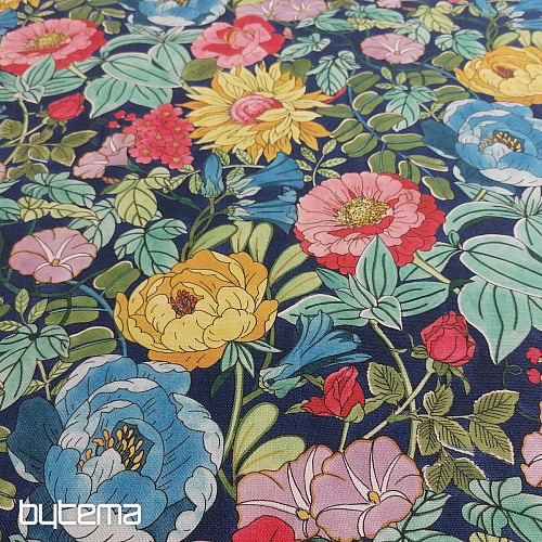 Decorative fabric SUMMER FLOWERS - BLUE