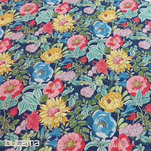 Decorative fabric SUMMER FLOWERS - BLUE