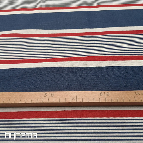 Cotton fabric Blue-red stripe