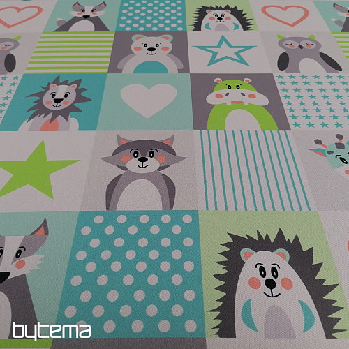 Decorative fabric BLACK-OUT Animals turquoise