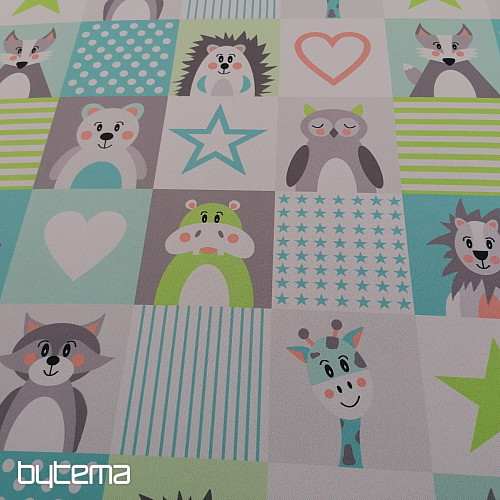 Decorative fabric BLACK-OUT Animals turquoise