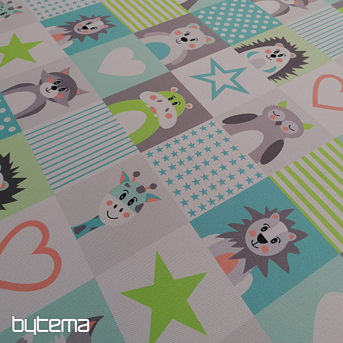 Decorative fabric BLACK-OUT Animals turquoise