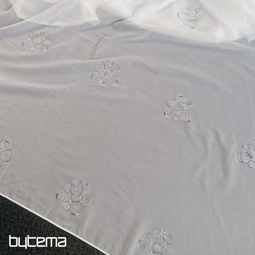 Curtain veil with black and white Gerster embroidery