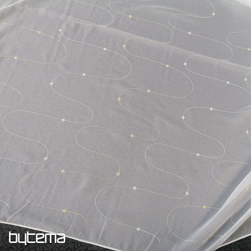 Curtain veil with green-cream Gerster embroidery