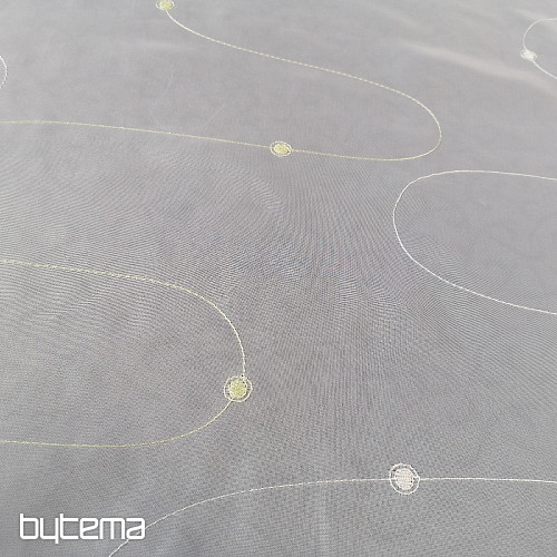 Curtain veil with green-cream Gerster embroidery