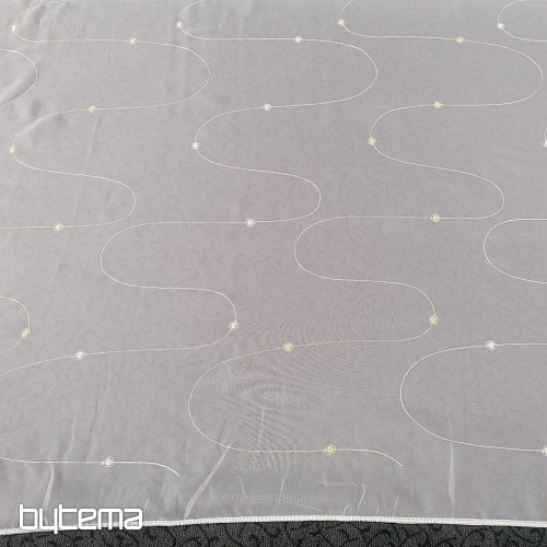 Curtain veil with green-cream Gerster embroidery