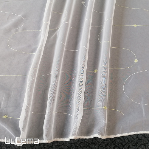 Curtain veil with green-cream Gerster embroidery