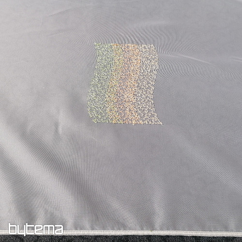 Voile curtain with green-orange embroidery