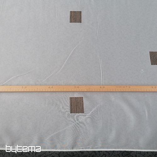 Voile curtain with brown cubes