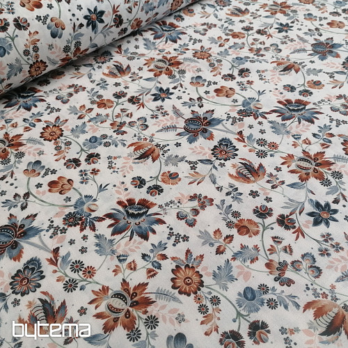Cotton fabric VARANASI KALAMKARI white