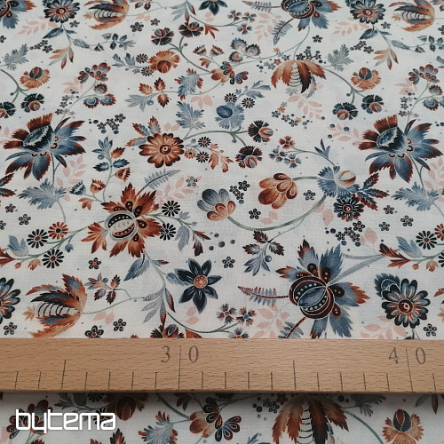 Cotton fabric VARANASI KALAMKARI white