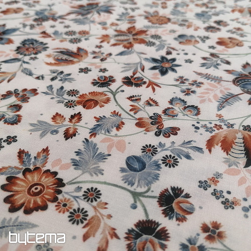 Cotton fabric VARANASI KALAMKARI white