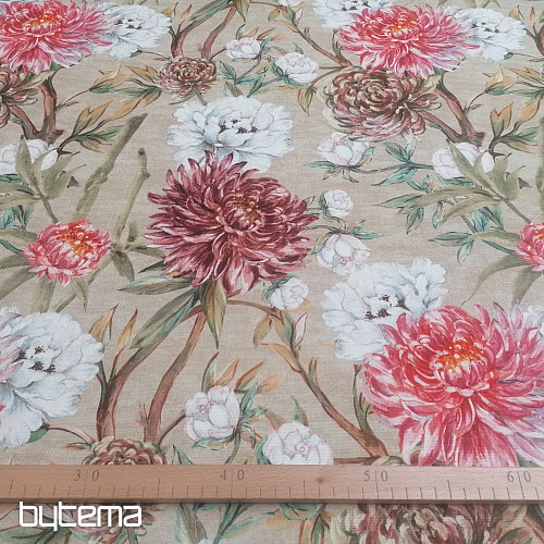 Decorative fabric PEKIN FLOWER LARGE BEIGE