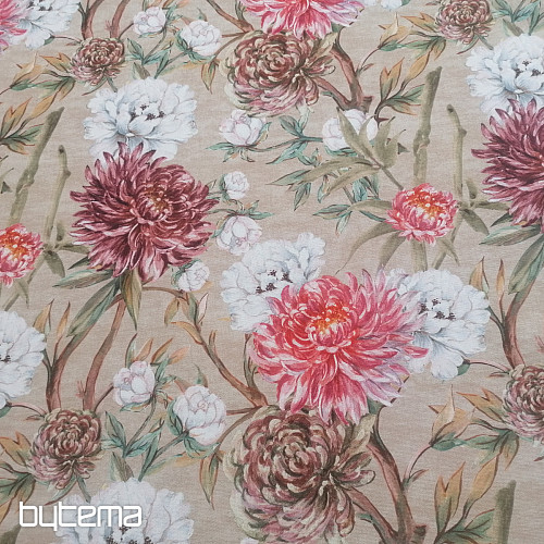 Decorative fabric PEKIN FLOWER LARGE BEIGE