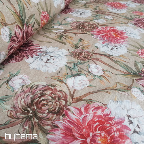 Decorative fabric PEKIN FLOWER LARGE BEIGE