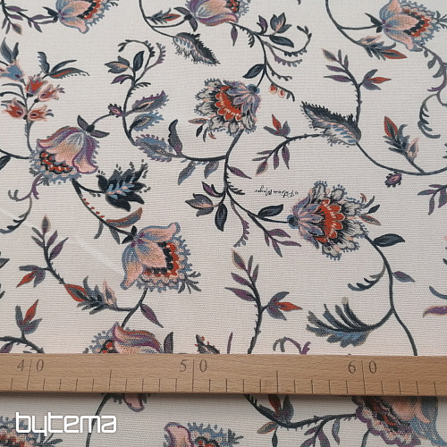 Decorative fabric VARANASI-C flower small white