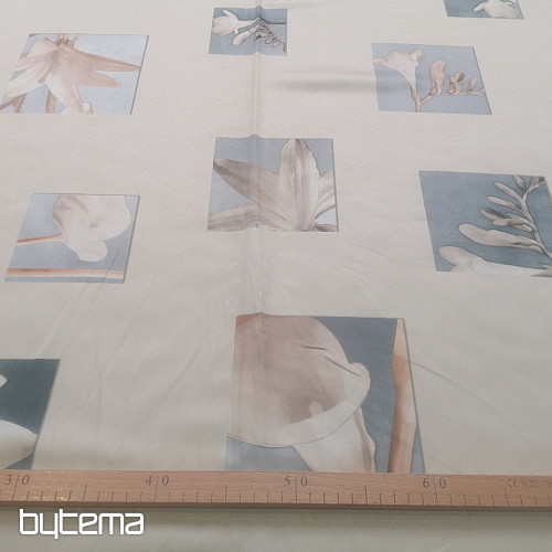 Beige decorative fabric with flowers