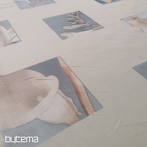 Beige decorative fabric with flowers