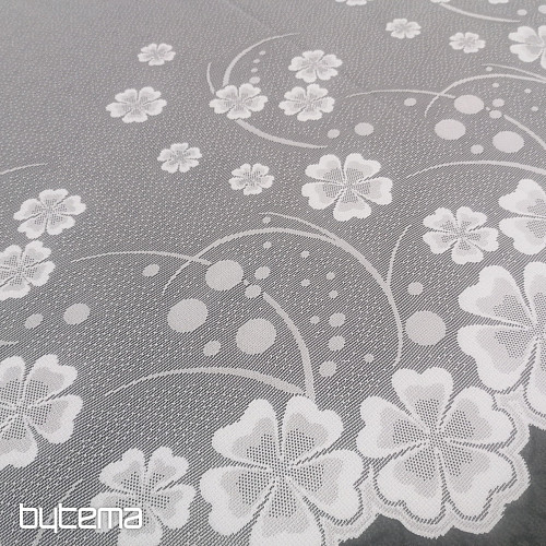 Jacquard curtain A39000 white flowers