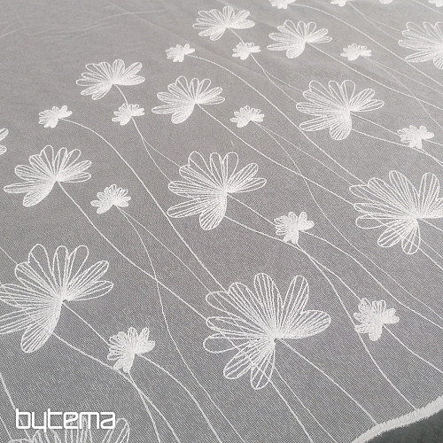 Luxury embroidered white curtain with flowers 11749/0001