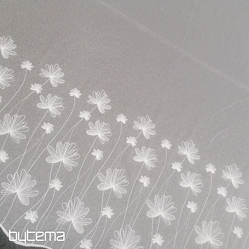 Luxury embroidered white curtain with flowers 11749/0001