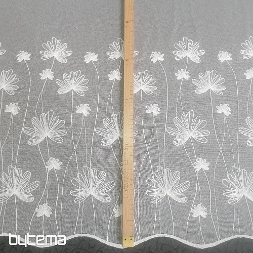 Luxury embroidered white curtain with flowers 11749/0001